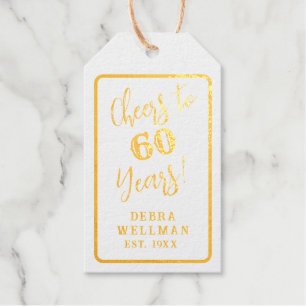 Custom Script 60th Birthday Cheers to 60 Years Gift Tags