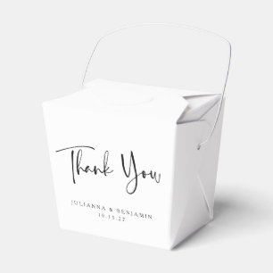Custom Script Black and White Wedding Thank You Favour Box