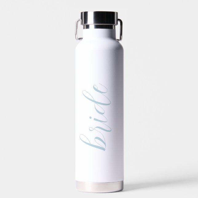 Custom Script Bride Name Elegant Modern Wedding Water Bottle (Front)