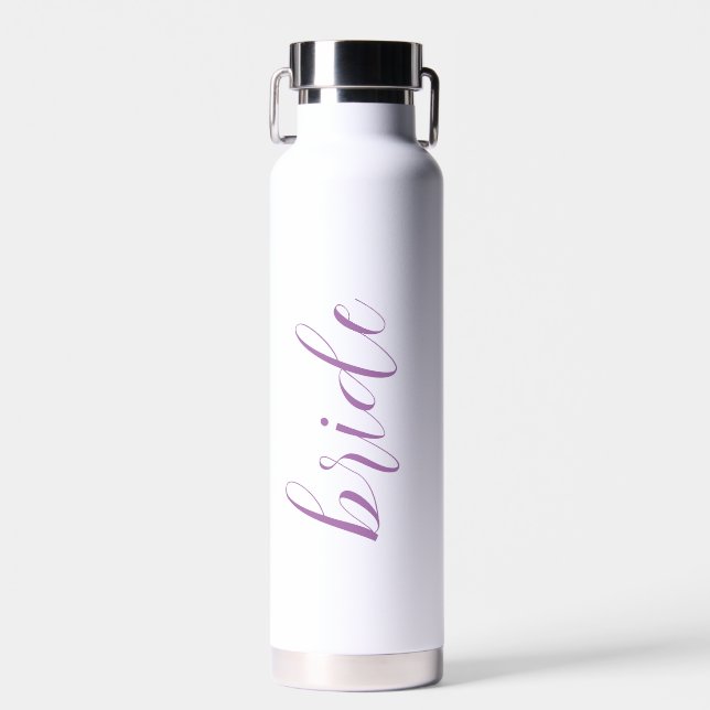 Custom Script Bride Name Elegant Modern Wedding Water Bottle (Front)