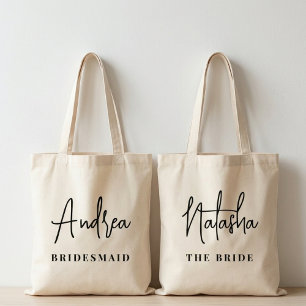 Custom Script Bridesmaid Tote Bag Wedding Gift