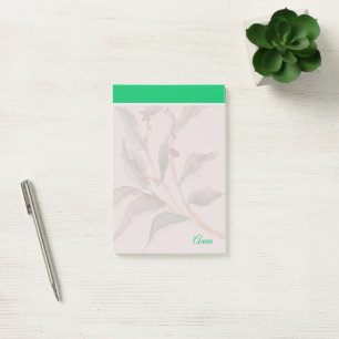 Custom script Colourful green border watercolor Post-it Notes