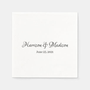 Custom Script Couple Name and Date Wedding paper Napkin