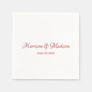 Custom Script Couple Name Date elegant Wedding Napkin