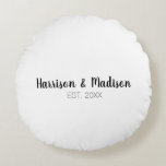 Custom script couples names wedding round cushion<br><div class="desc">Custom script couples names wedding Round Pillow
black and white</div>
