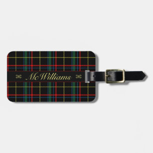 Custom script dark green tartan Scottish plaid Luggage Tag