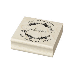 Custom Script Family Name Round Return Address Rubber Stamp