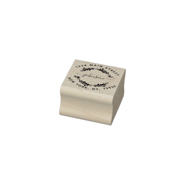 Custom Script Family Name Round Return Address Rubber Stamp (Stamp)