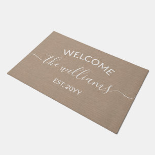 Custom Script Family Name Welcome Personalised Doormat