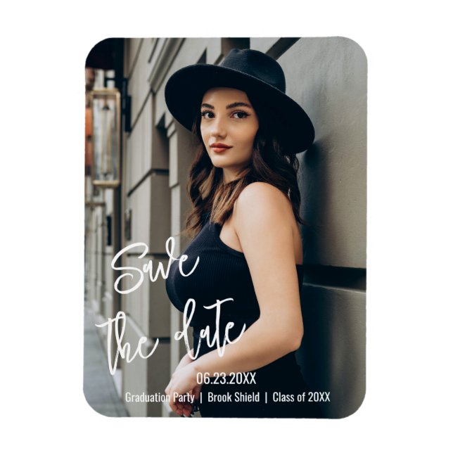 Custom Script Graduation Party Photo Save The Date Magnet (Vertical)