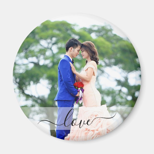 Custom Script Love Personalised Photo Magnet (Front)