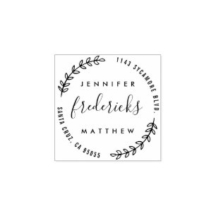 Custom Script Married Couple Return Address Rubber Stamp