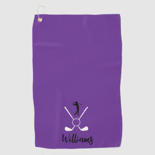Custom Script Name Golf Clubs Navy Blue Golf Towel