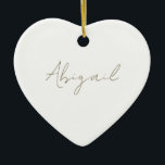 Custom Script Name Heart Ceramic Ornament<br><div class="desc">Script Name Simple Heart Ornament.  Year on the back.</div>