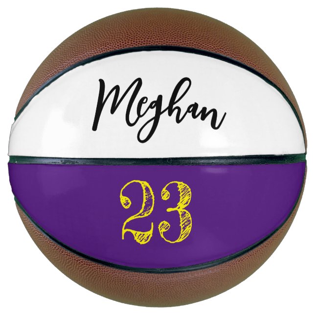 Custom script Name Number Purple Yellow Basketball (Front)