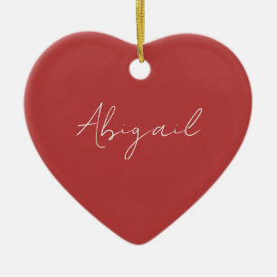 Custom Script Name Red & White Ceramic Ornament