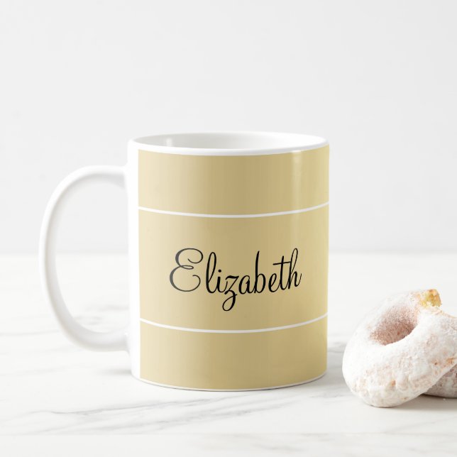 Custom Script Name Template Elegant Gold Look Coffee Mug (With Donut)