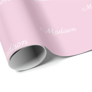 Custom script Name Text light pink Birthday Gift Wrapping Paper
