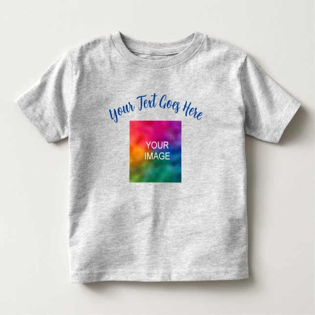 Custom Script Name Text Upload Your Own Image Grey Toddler T-Shirt (Front)