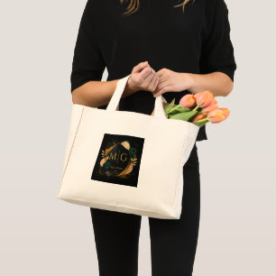 Custom Script on Luxury Black Gold Abstract Frame Mini Tote Bag