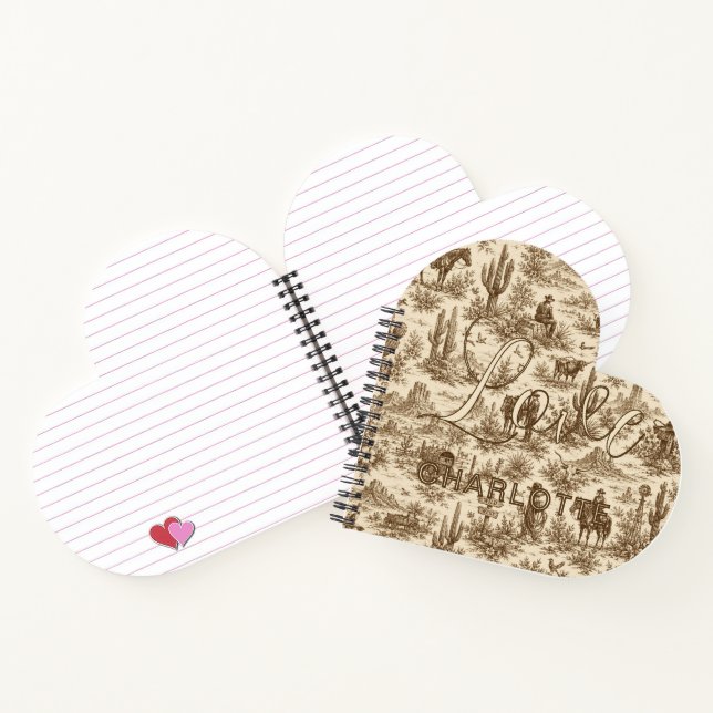 Custom Script on Western Desert Toile Pattern Notebook (Inside)