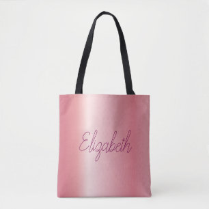 Custom Script Replace Your Name Or Text Rose Gold Tote Bag