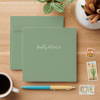 Custom Script Sage Eucalyptus Christmas Card Envelope