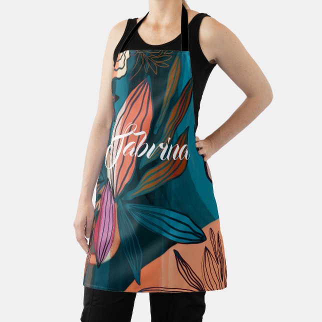Custom Script Signature Name Tropical Apron (Insitu)