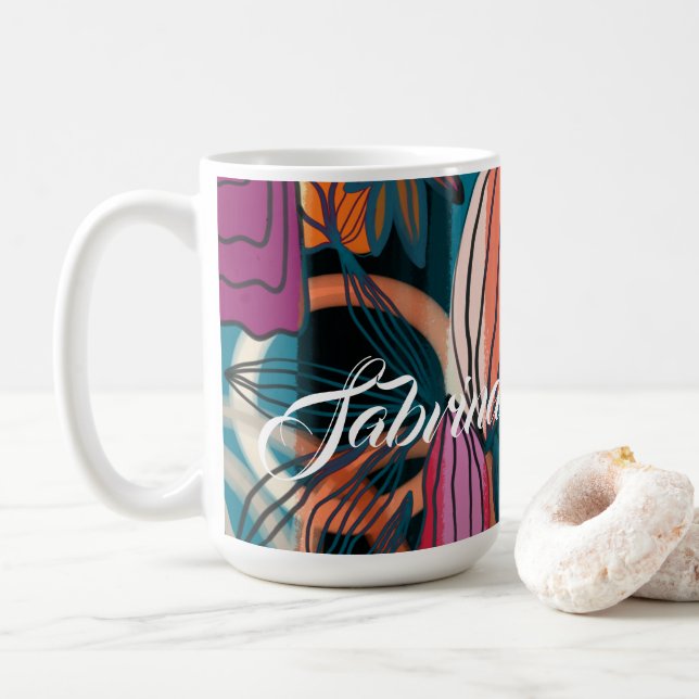 Custom Script Signature Name Tropical Coffee Mug (With Donut)