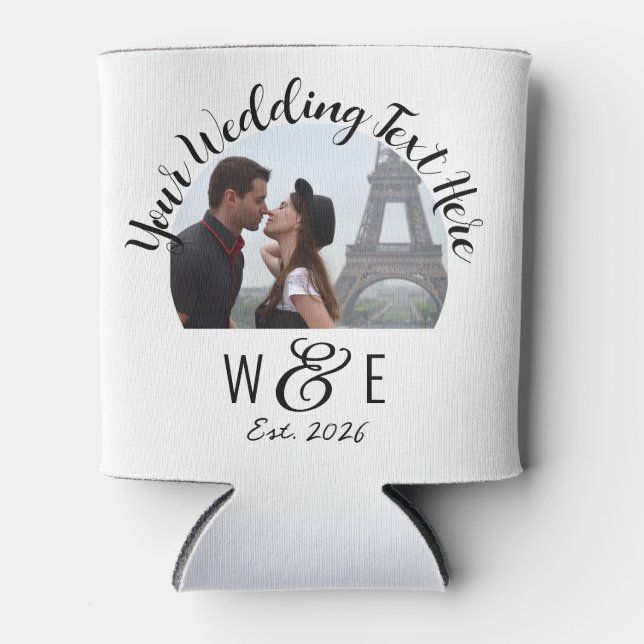 Custom Script Text Can Cooler Wedding Favour (Front)