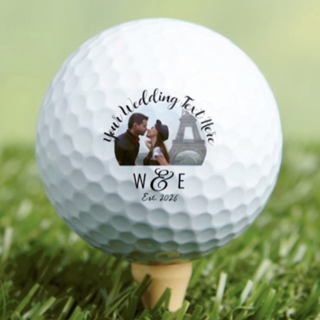 Custom Script Text Golf Ball Wedding Favour (Custom Monogram Photo Calligraphy Script Text Golf Ball Wedding Favors)
