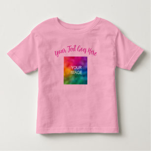 Custom Script Text Name Pink Upload Your Own Image Toddler T-Shirt