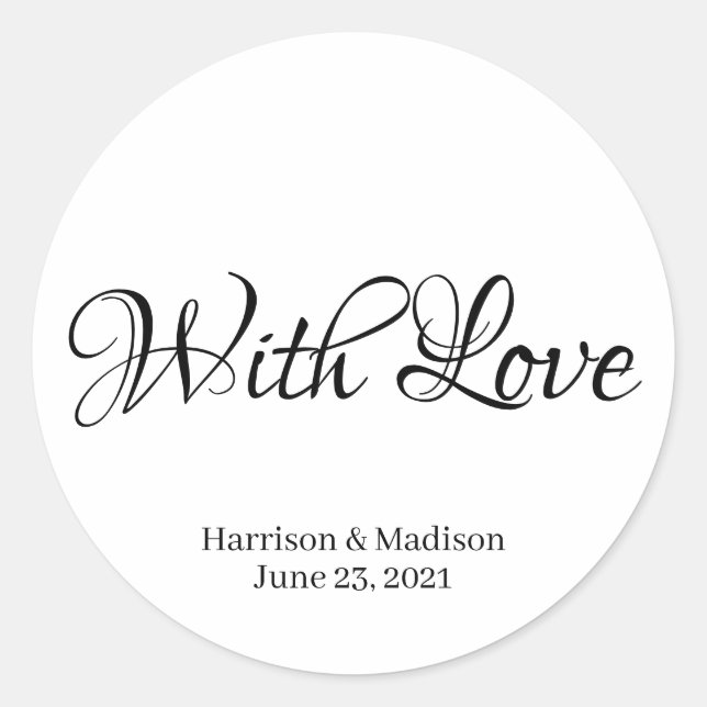 Custom script text Wedding gift favour tag sticker (Front)