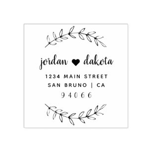 Custom Script Wedding Couple Return Address Rubber Stamp