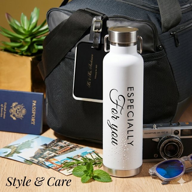 Custom Script White Water Bottle With Self Text (Custom Script White Water Bottle With Self Text)
