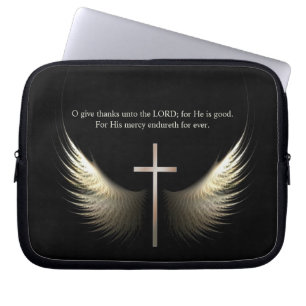 Custom Scripture Christian Cross and Holy Spirit Laptop Sleeve