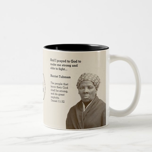 Custom Scripture Monogram HARRIET TUBMAN Quote Two-Tone Coffee Mug (Right)