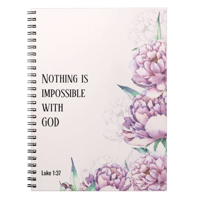 CUSTOM Scripture verse Luke 1:37 - Prayer Journal (Front)