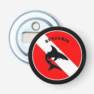 Custom Scuba Diving Flag and Shark Bottle Opener