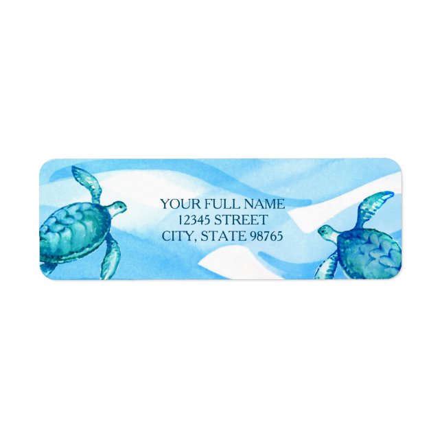 Custom Sea Turtle Address Labels | Blue & Green (Front)