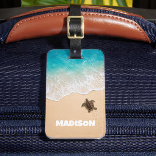 Custom Sea Turtle In Beach Sunny Photo Vacation Luggage Tag