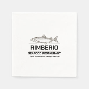 Custom Seafood Restaurant Logo Square Paper Napkin