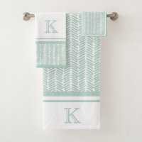 Custom Seaglass Mint Green White Zigzag Stripes