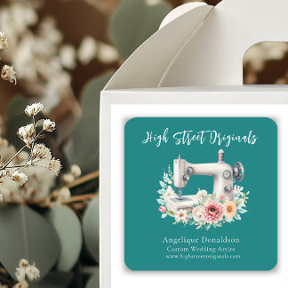 Custom Seamstress Floral Business Promotional Square Sticker