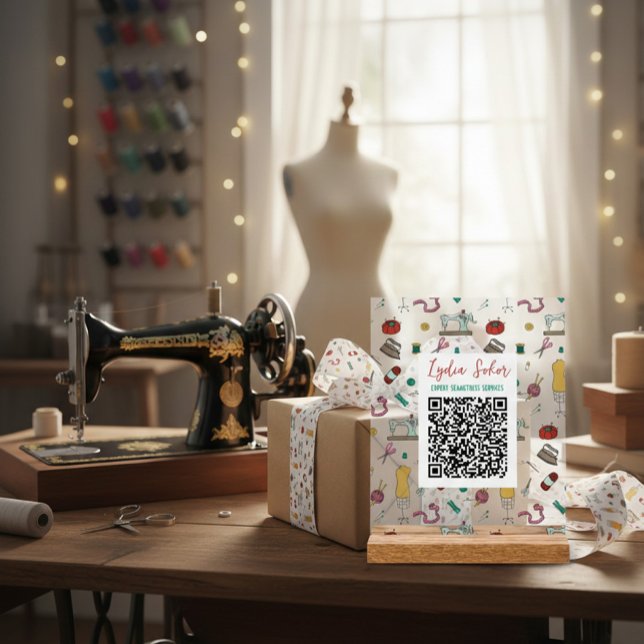 Custom Seamstress Tools QR Code Business Sign (Creator Uploaded)