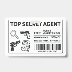 Custom Secret Agent Spy ID Card Novelty Hallowee Badge