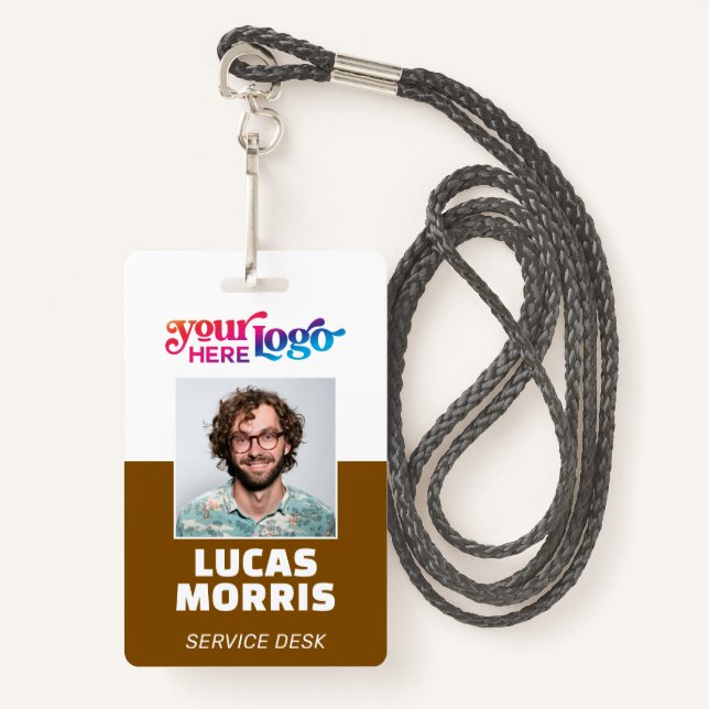 Custom Security Badge Employee/Event ID with Photo ID Badge (Front with Lanyard)