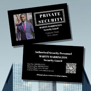Custom Security Guard ID Photo Black Badge   Profe Business Card