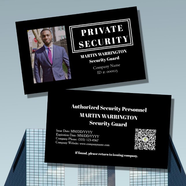 Custom Security Guard ID Photo Black Badge | Profe Business Card (Creator Uploaded)