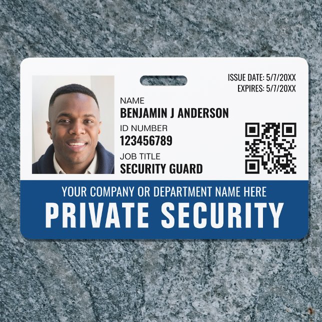 Custom Security Guard ID Photo Logo Name Blue Badge (Creator Uploaded)